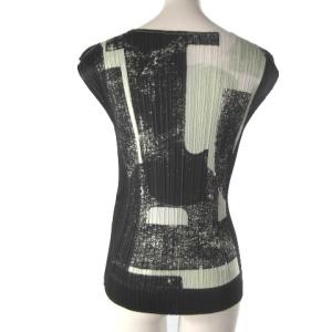 PLEATS PLEASE ISSEY MIYAKE ノースリーブ プリーツ カットソー 総柄 グレー ブラック 3