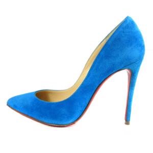 Christian Louboutin 1170340 パンプス シューズ ハイヒール ピンヒール スエード ポインテッドトゥ ブルー 35.5 22.5cm