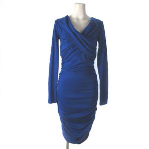 近年モデル ワンピース ドレス オフショルダー タイト 膝丈 0 ブルー 青