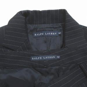 RALPH LAUREN スーツ セットアップ 上下 ストライプ ジャケット テーラード パンツ ワイド ウール ビジネス 紺 ネイビー 3f