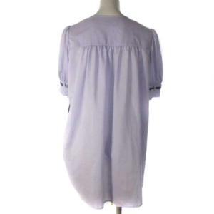BLUE LABEL CRESTBRIDGE 美品 23SS パウダリーローンチュニックブラウス 5分袖 リボン 55M18-143-30 ラベンダー 38