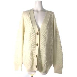 近年モデル ニット カーディガン ケーブル 長袖 オフホワイト 38