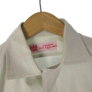 OLD ENGLAND シャツ グラフチェック 長袖 コットン ライトグリーン 38