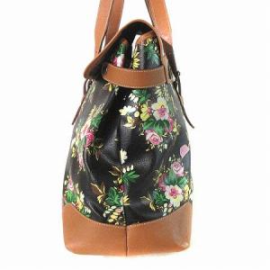 KENZO ボストンバッグ トートバッグ 花柄 ターンロック 黒 ブラック 茶 ブラウン 鞄 AA