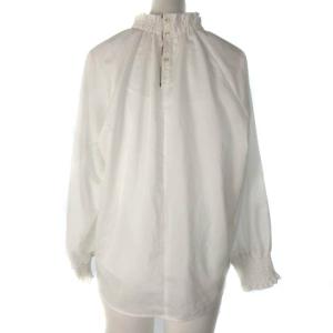 BLUE LABEL CRESTBRIDGE 23AW ナチュラルソフトスパンローンシャーリングブラウス カットソー フリル 長袖 白 ホワイト 38 55M02-226-02