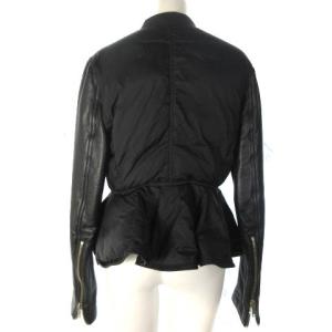 GIVENCHY ナイロンラムレザージャケット ペプラムヘム ジップアップ ノーカラー 変形 42 ブラック