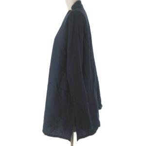 JURGEN LEHL 近年モデル シャツ ブラウス コットン リネン ストライプ 長袖 ネイビー 紺 M