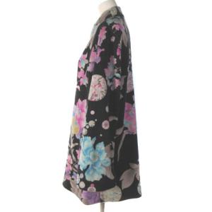 LEONARD FASHION ファッション ウールコート ジャケット アンゴラ混 リバーシブル 花柄 黒 38