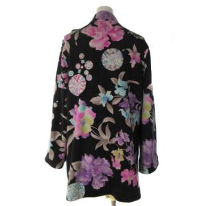 LEONARD FASHION ファッション ウールコート ジャケット アンゴラ混 リバーシブル 花柄 黒 38