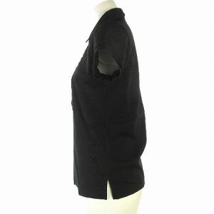 EPOCA カットソー ポロシャツ 半袖 ハーフボタン ピンタック 黒 ブラック 40