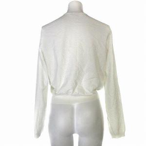 EPOCA カーディガン ニット 長袖 フリル ふくれ織 くるみボタン ショート丈 白 ホワイト 40