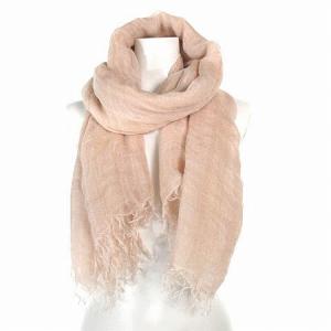 ストール 大判 シルク混 リネン混 フリンジ イタリア製 ピンク RF