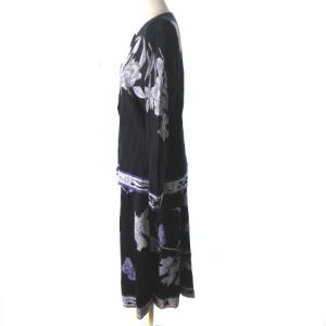 LEONARD FASHION 近年モデル ニット セットアップ 花柄 カーディガン ネイビー パープル 42