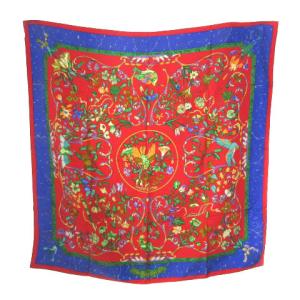 カレ90 PIERRES DORIENT ET DOCCIDENT 東洋の石と西洋細工 スカーフ シルク100％ 大判 レッド