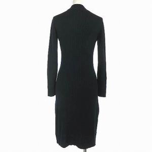 RALPH LAUREN ニット ワンピース ロング ハイネック リブ ウール 紺 ネイビー M