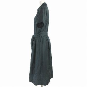 Leilian ワンピース ロング フレア 半袖 ハーフボタン ウエストマーク 大きいサイズ 緑 グリーン 13