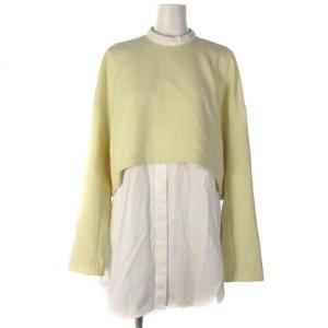 ダブルクロスSHレイヤーチュニック シャツ ドッキング バンドカラー 300ES230-0100 黄 イエロー 38