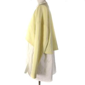 ENFOLD ダブルクロスSHレイヤーチュニック シャツ ドッキング バンドカラー 300ES230-0100 黄 イエロー 38