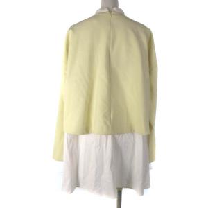 ENFOLD ダブルクロスSHレイヤーチュニック シャツ ドッキング バンドカラー 300ES230-0100 黄 イエロー 38