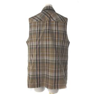 Leilian リバーシブル ベスト チェック ロング丈 ブラウン 茶 13プラス 大きいサイズ