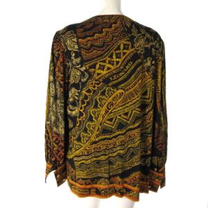 LEONARD FASHION ファッション カットソー ウール シルク 長袖 金釦 ブラック ゴールド