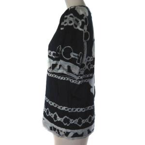 LEONARD ファッション FASHION カットソー 半袖 花柄 チェーン ネイビー 紺 L