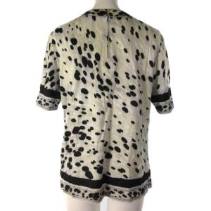 LEONARD ファッション FASHION カットソー 半袖 ダルメシアン柄 Vネック グレー L