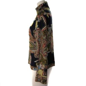 LEONARD ファッション FASHION カットソー レオパード柄 花柄 ペイズリー柄 ハイネック ウール シルク 長袖 ブラウン ネイビー