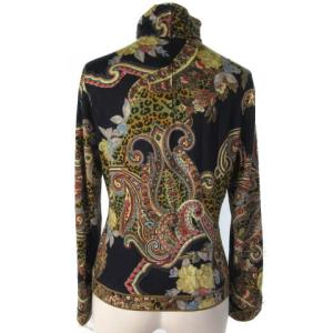 LEONARD ファッション FASHION カットソー レオパード柄 花柄 ペイズリー柄 ハイネック ウール シルク 長袖 ブラウン ネイビー