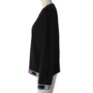 LEONARD SPORT カットソー エンブロイダリー 刺繍 ロゴ ラインストーン とろみ 黒 ブラック 42