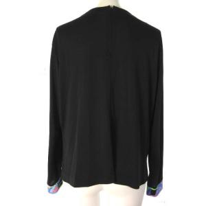 LEONARD SPORT カットソー エンブロイダリー 刺繍 ロゴ ラインストーン とろみ 黒 ブラック 42