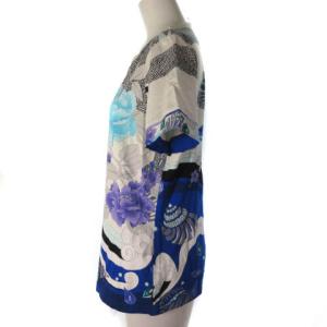 LEONARD SPORT Tシャツ カットソー 半袖 シェル 花柄 ブルー ホワイト 42