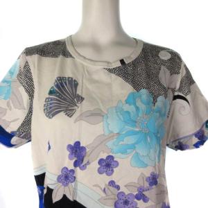 LEONARD SPORT Tシャツ カットソー 半袖 シェル 花柄 ブルー ホワイト 42