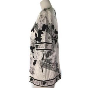 LEONARD ファッション FASHION 花柄 モノトーン カットソー 白 黒 ホワイト ブラック LL