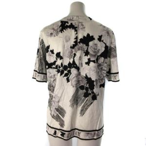 LEONARD ファッション FASHION 花柄 モノトーン カットソー 白 黒 ホワイト ブラック LL
