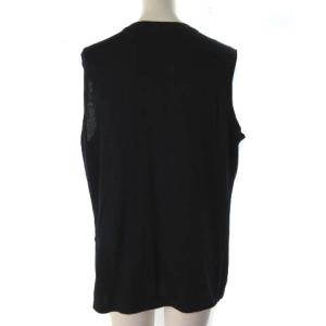 LEONARD SPORT ベスト ニット プルオーバー 花柄 カシミヤ シルク 混 ネイビー 紺 LL