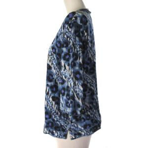 LEONARD SPORT カットソー レオパード ヒョウ柄 7分袖 ブルー 青 42