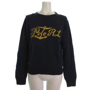 スウェット トレーナー プルオーバー エンブロイダリー 刺繍 長袖 ネイビー 紺 S