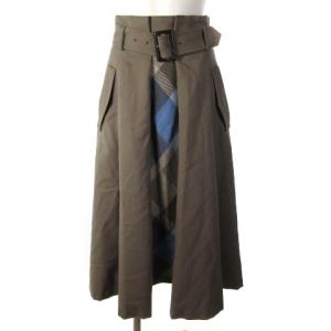 23AW エレガントサキソニーフレアスカート ロングスカート クレストブリッジチェック ブラウン 36 55S15-295-50