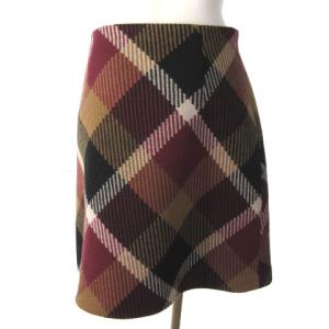 BLUE LABEL CRESTBRIDGE 23AW クレストブリッジチェックロービングツイード台形スカート ウール スカート 38 ボルドー 38 55S14-290-17