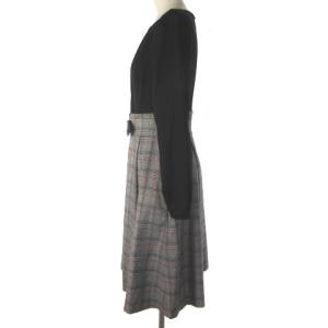 TOCCA ワンピース 膝丈 ドッキング グレンチェック 長袖 ブラック グレー 2