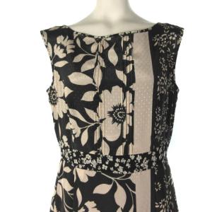 TOCCA シフォン ワンピース ノースリーブ 花柄 ブラック アイボリー 4