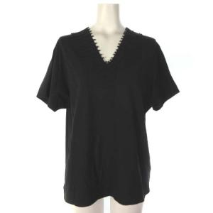 Tシャツ カットソー コットン Vネック 半袖 黒 ブラック M