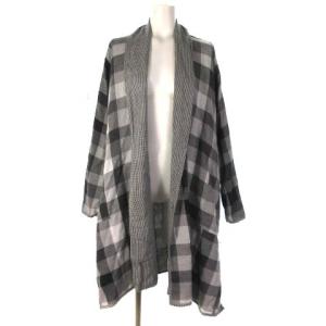 ババグーリ Babaghuri  カーディガン トッパー リバーシブル チェック 長袖 ブラック M