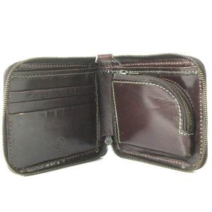 GLENROYAL 財布 二つ折り ラウンドファスナー ブライドルレザー 茶 ブラウン