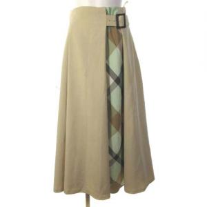 24SS 55S0332040 クレストブリッジチェックラインフレアスカート 38 ベージュ