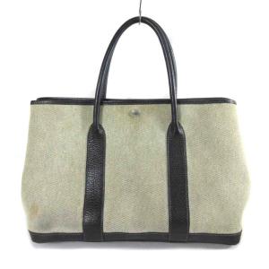 HERMES ガーデンパーティPM トワルアッシュ トートバッグ キャンバス アイボリー