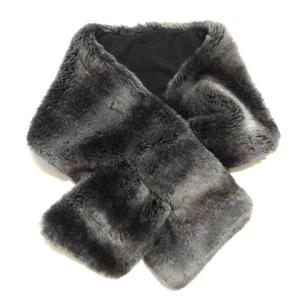 マフラー ファイクファー 片通し 太め グレー