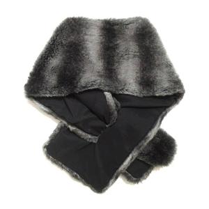 23区 マフラー ファイクファー 片通し 太め グレー