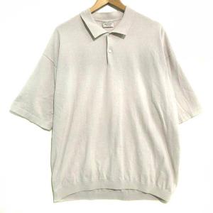 BEAUTY&YOUTH UNITED ARROWS GIZA コットン リラックスシルエット ニット ポロシャツ 半袖 大きいサイズ ライトベージュ XL